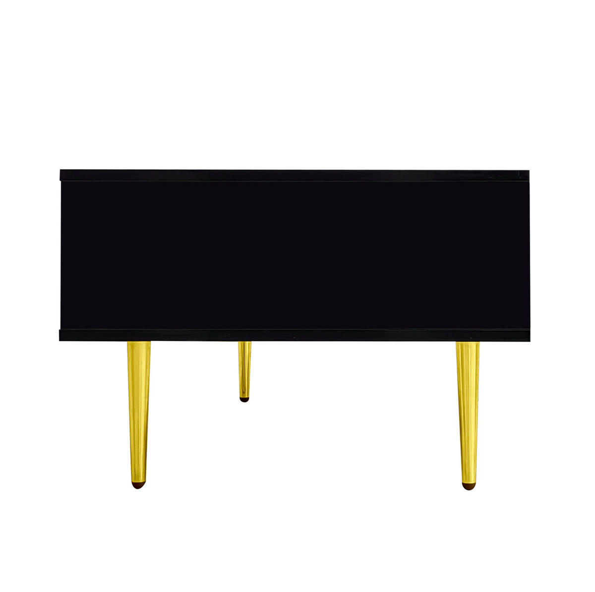 COUCHTISCH 100/60/41,5 cm mit 2 Schubladen, Hochglanz-Design und goldfarbenen Metallelementen, Schwarz - Schwarz, Holzwerkstoff (100/60/41.5cm) - Redom