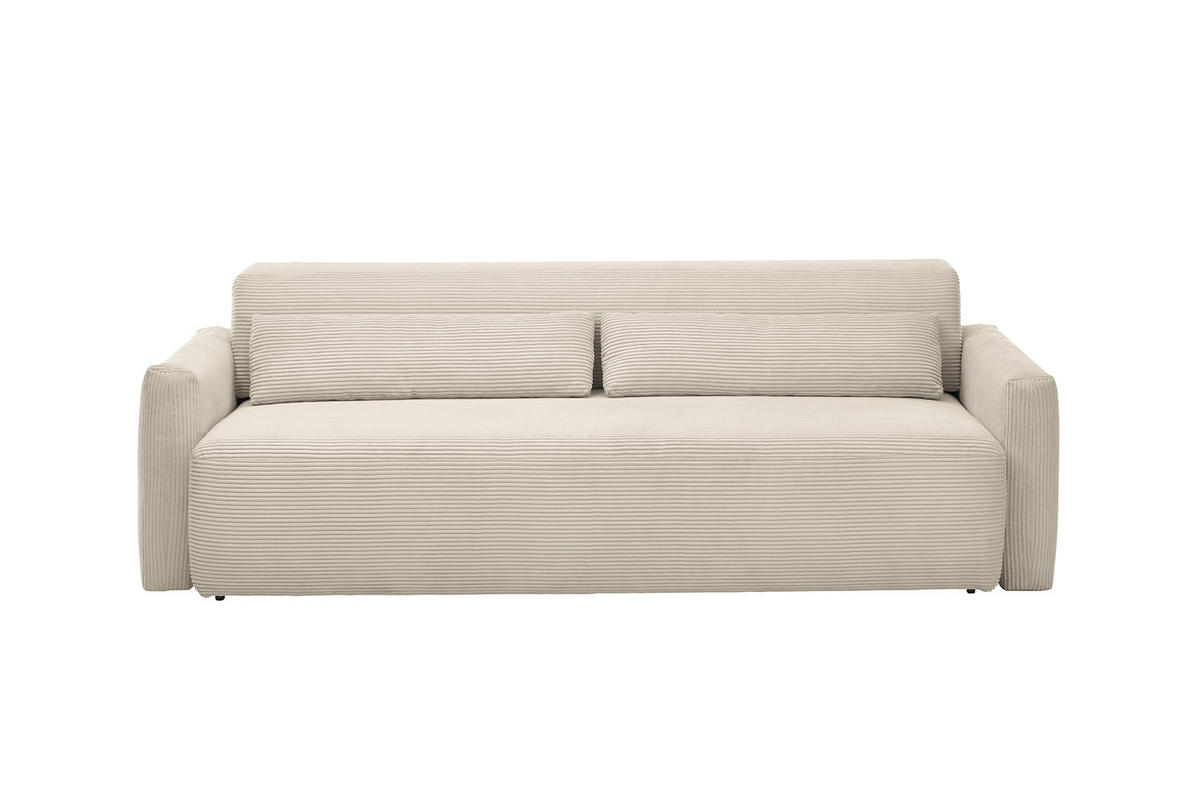 SCHLAFSOFA NEO Cremeweiß Cord - Creme/Schwarz, Kunststoff/Textil (233/75/108cm) - KAWOLA
