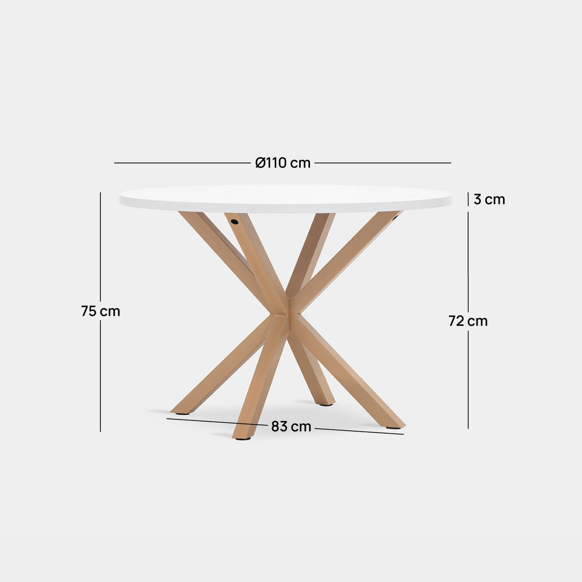 ESSTISCH Aras Weiß 110 cm x 75 cm - Weiß, Holzwerkstoff (110/110/75cm) - Klast Home