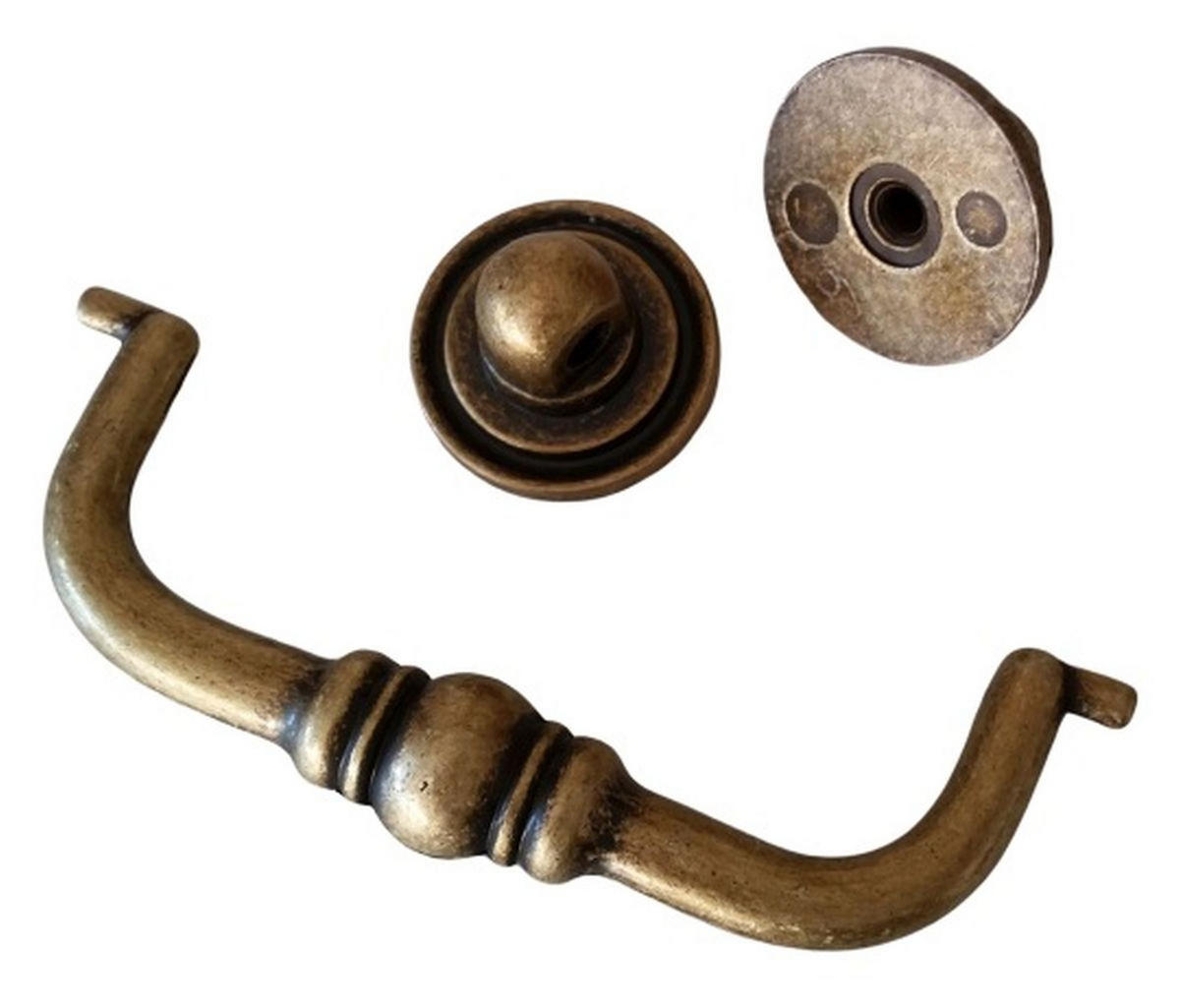 HÄNGEGRIFF BA 80mm Klappgriff Messing brüniert Truhengriff Altmessing Retro - Messingfarben, Metall (0.01/1.5/10.2cm)