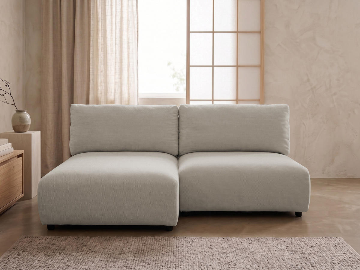 ECKSOFA Sora mit Schlaffunktion, Bettkasten und extra tiefer Komfortzone aus hochwertigem Taupe Strukturstoff - Taupe/Schwarz, Holz/Kunststoff (140/200cm) - S-Style