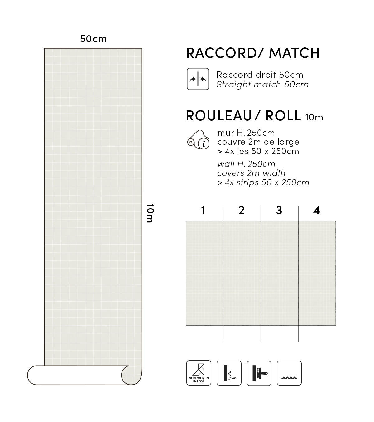 VLIESTAPETE Minima 50 cm x 10 m, beige - Beige/Weiß, Papier (50/1000cm) - Lilipinso