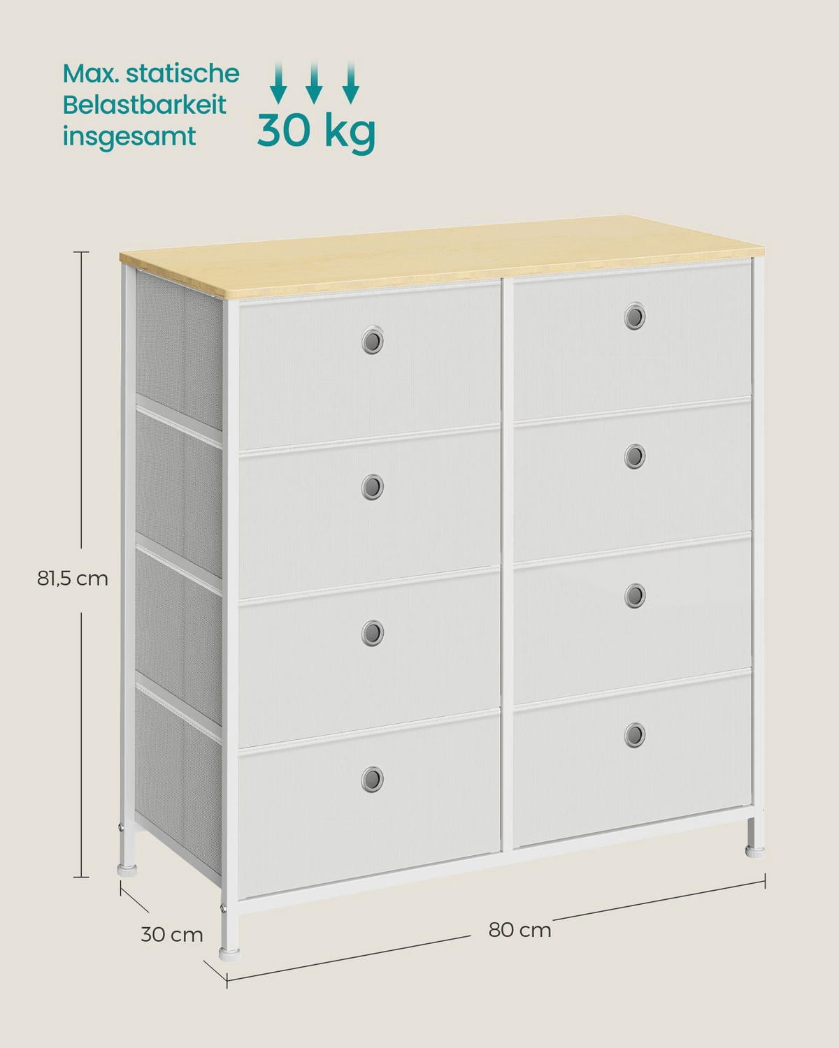 KOMMODE ASTANA - Creme, Holzwerkstoff (80/81.5/30cm) - Hansiro