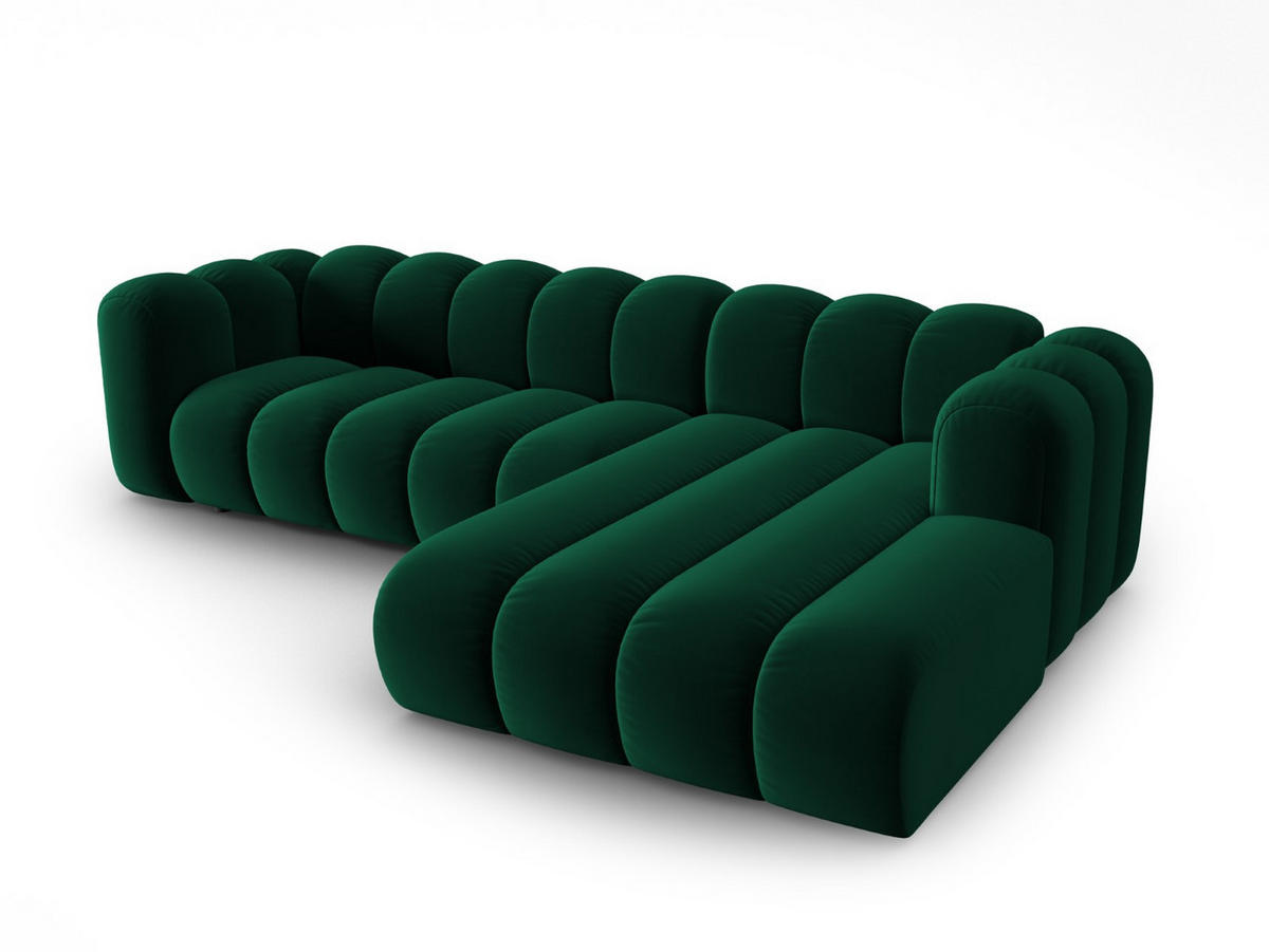 ECKSOFA modular rechts Lupine aus Samt flaschengrün 4 Sitzplätze - Dunkelgrün, Textil (177/290cm) - Micadoni