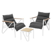 ZAHRADNÍ nábytek, 3dílná sada, bílá-šedá, s ocelovým rámem - bílá/antracitová, kov/textil - ML-DESIGN