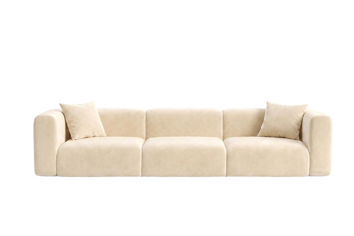 SOFA 3-Sitzer, Velvet-Stoff Bluvel, Creme, GRETA - Creme, Holz (319/70/89cm) - Kaiser Möbel