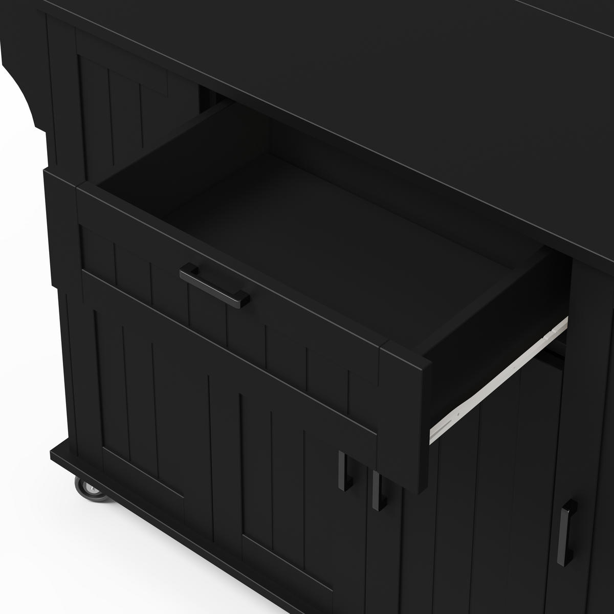 KÜCHENINSEL 120x70x95cm Schwarz mit Klappplatte, 4 Türen & Ablagen - Schwarz, Holzwerkstoff (120/95/70cm) - Modfu