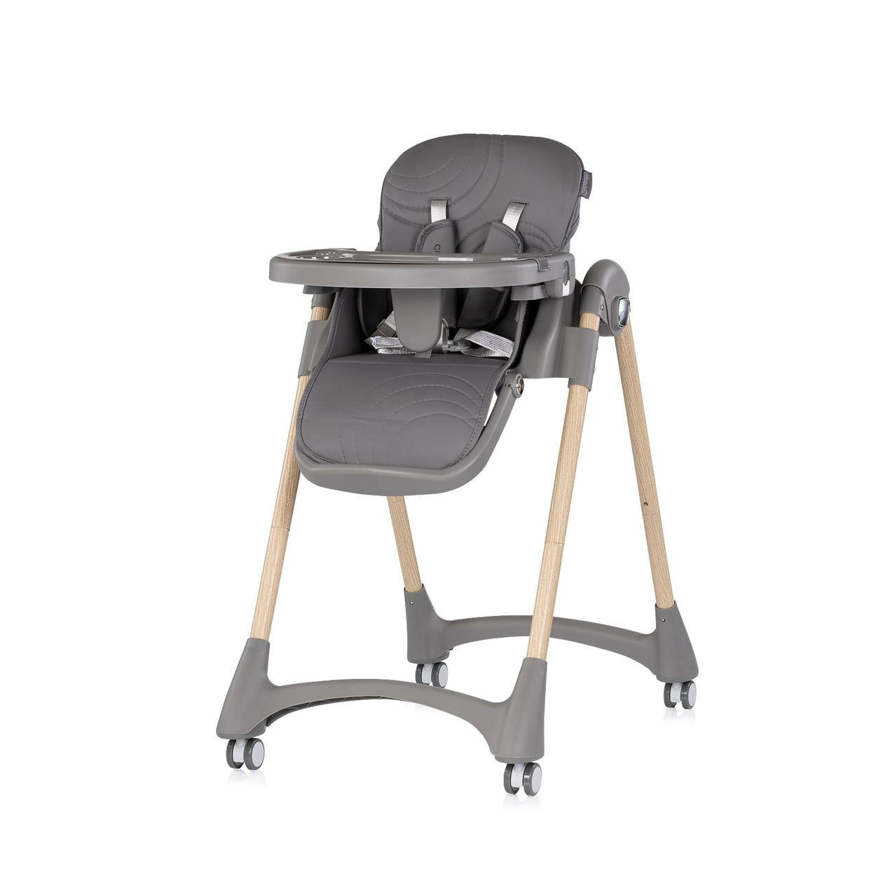 HOCHSTUHL Candy Shop silbergrau 4 Räder, verstellbare Fußstütze, faltbar, Sicherheitsgurt, Tablett - Silberfarben, Metall (49/96/83cm) - Chipolino