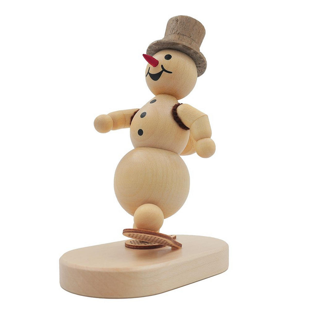 HOLZFIGUR Schneemann Schneewanderer auf Sockel 11 cm - Multicolor, Holz (9/13/0.1cm)