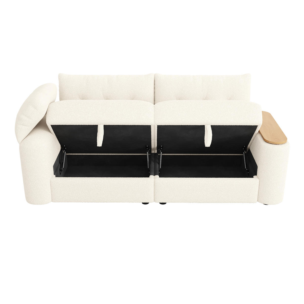 3-SITZER SOFA teddy beige modular 207cm mit stauraum tisch - Beige, Textil (207.5/87/80cm) - Urban Meuble