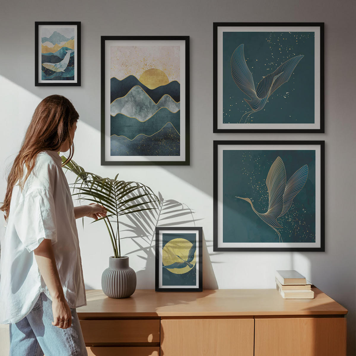 WANDBILDER 5er-Set - 50x50 cm & 20x30 cm & 40x60 cm Schwarzer Rahmen - Familie, Liebe, Wärme, Zuhause - Schwarz, Kunststoff (40/60cm) - ArtPrintCave