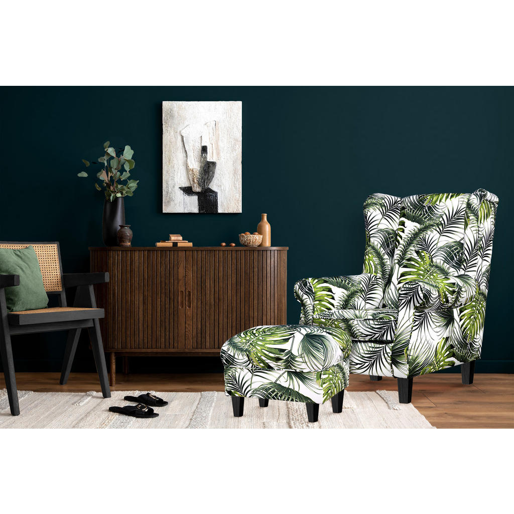 Thumbnail - Konsimo® Ohrensessel-Set, Grün, Schwarz, Holzwerkstoff, Rechteckig, 82x105x97 cm, Hergestellt in Europa, Wohnzimmer, Ses...