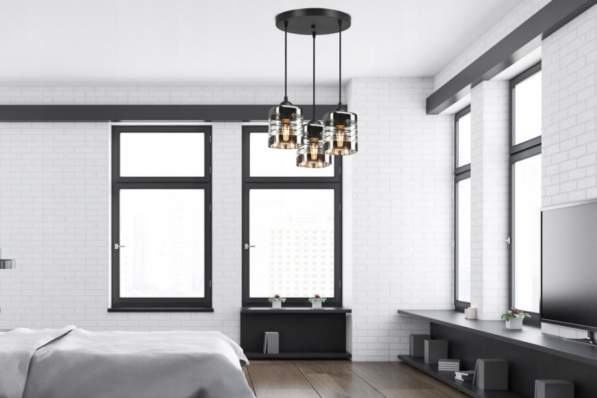 PENDELLEUCHTE TRAGLAS - Transparent/Schwarz, Glas/Metall (35/35/80cm) - kiki design