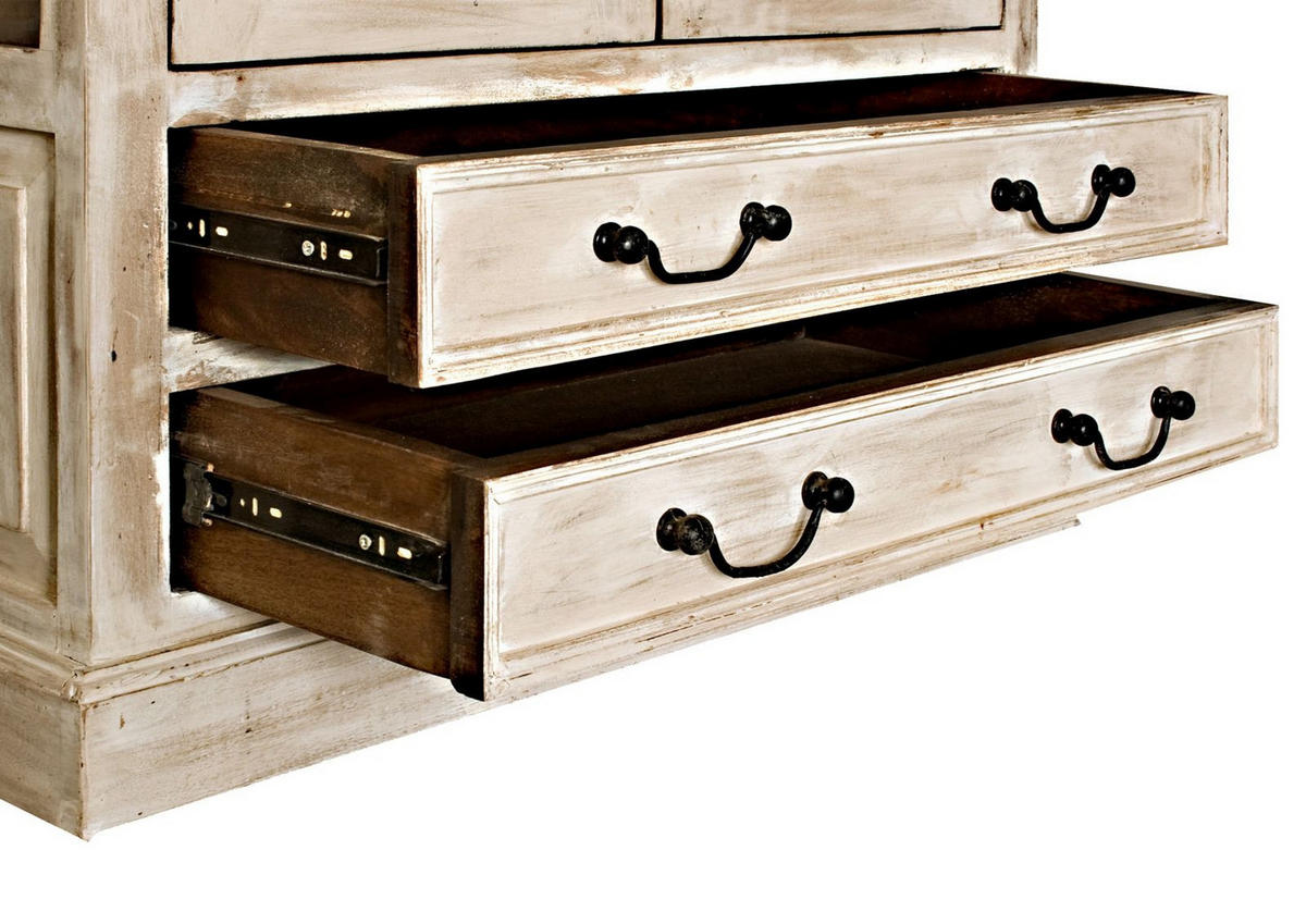 VITRINE Mango / Akazie 90x45x180 weiß gewachst CASTLE-ANTIK #71 - Weiß, Holz (90/180/45cm) - Massivmoebel24