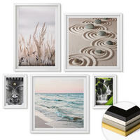 WANDBILDER 5er-Set - 50x50 cm & 20x30 cm & 40x60 cm Weißer Rahmen - Nachthimmel, Berge, Sterne - Weiß, Kunststoff (40/60cm) - ArtPrintCave