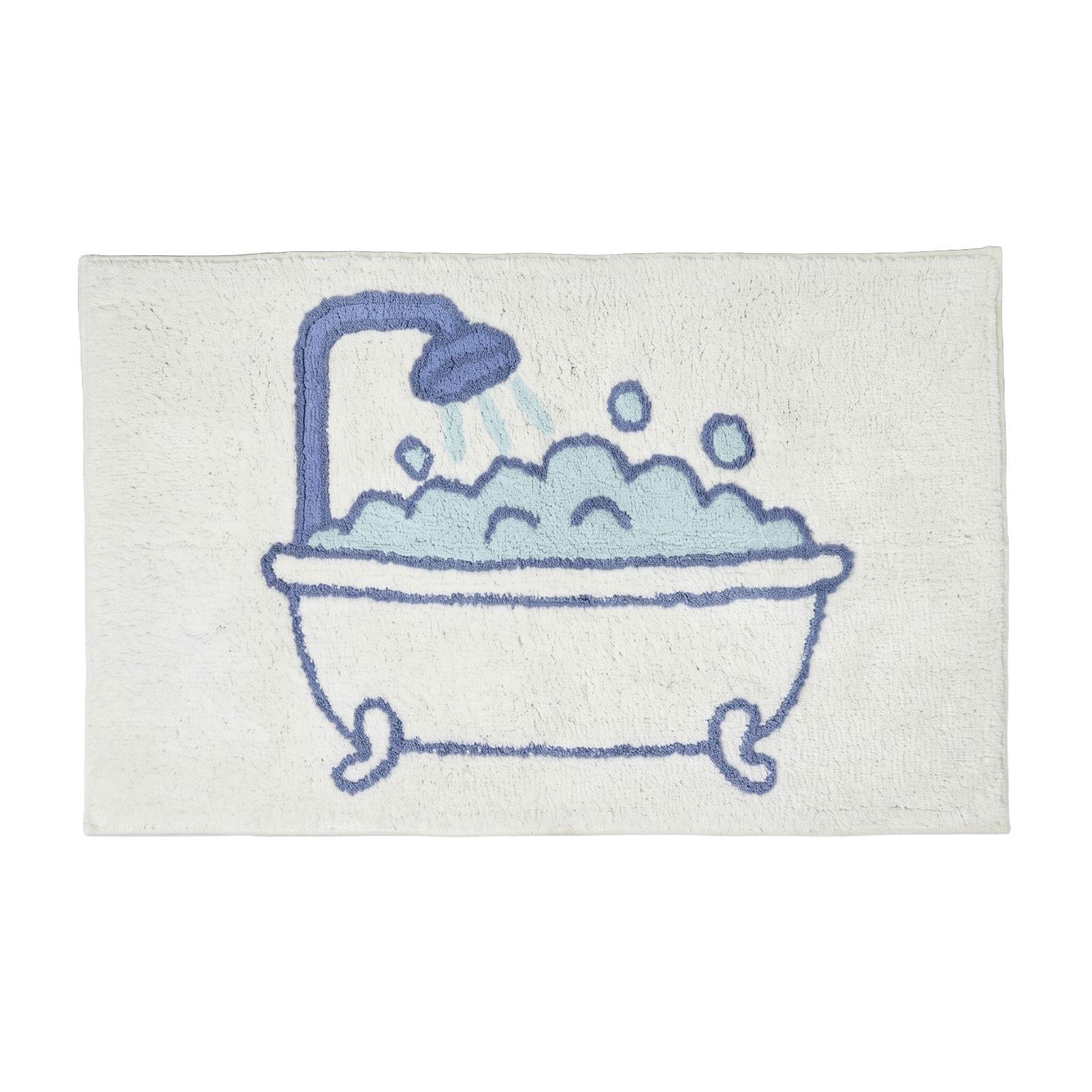 BADTEPPICH Happy Bath 50/80 cm, creme-blau, 100 % Baumwolle - Blau, Textil (50/80cm) - Homescapes