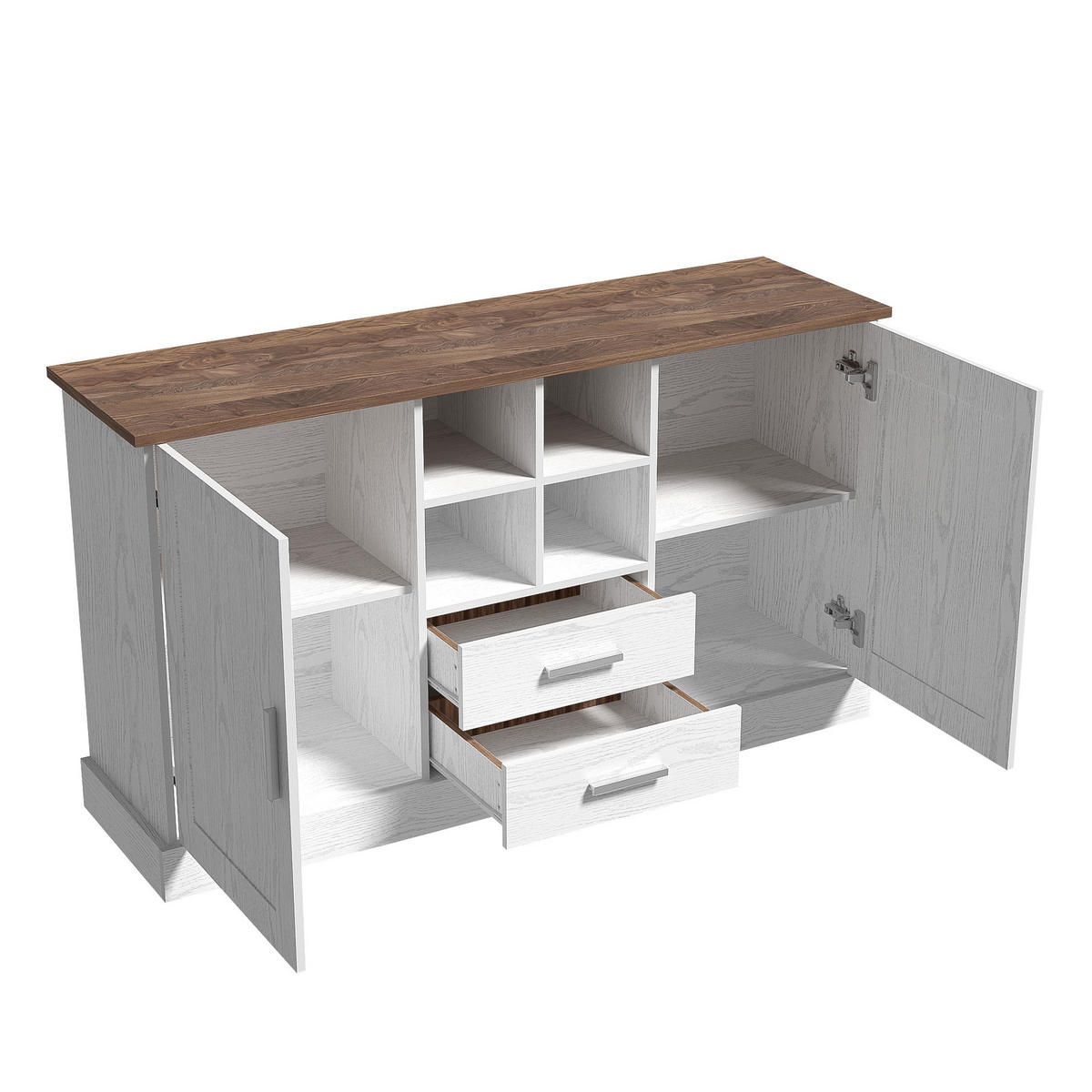 SIDEBOARD 140/40/79,5 cm weiß/braun aus Spanplatte mit Soft-Close - Braun, Holzwerkstoff (140/79.5/40cm) - OKWISH