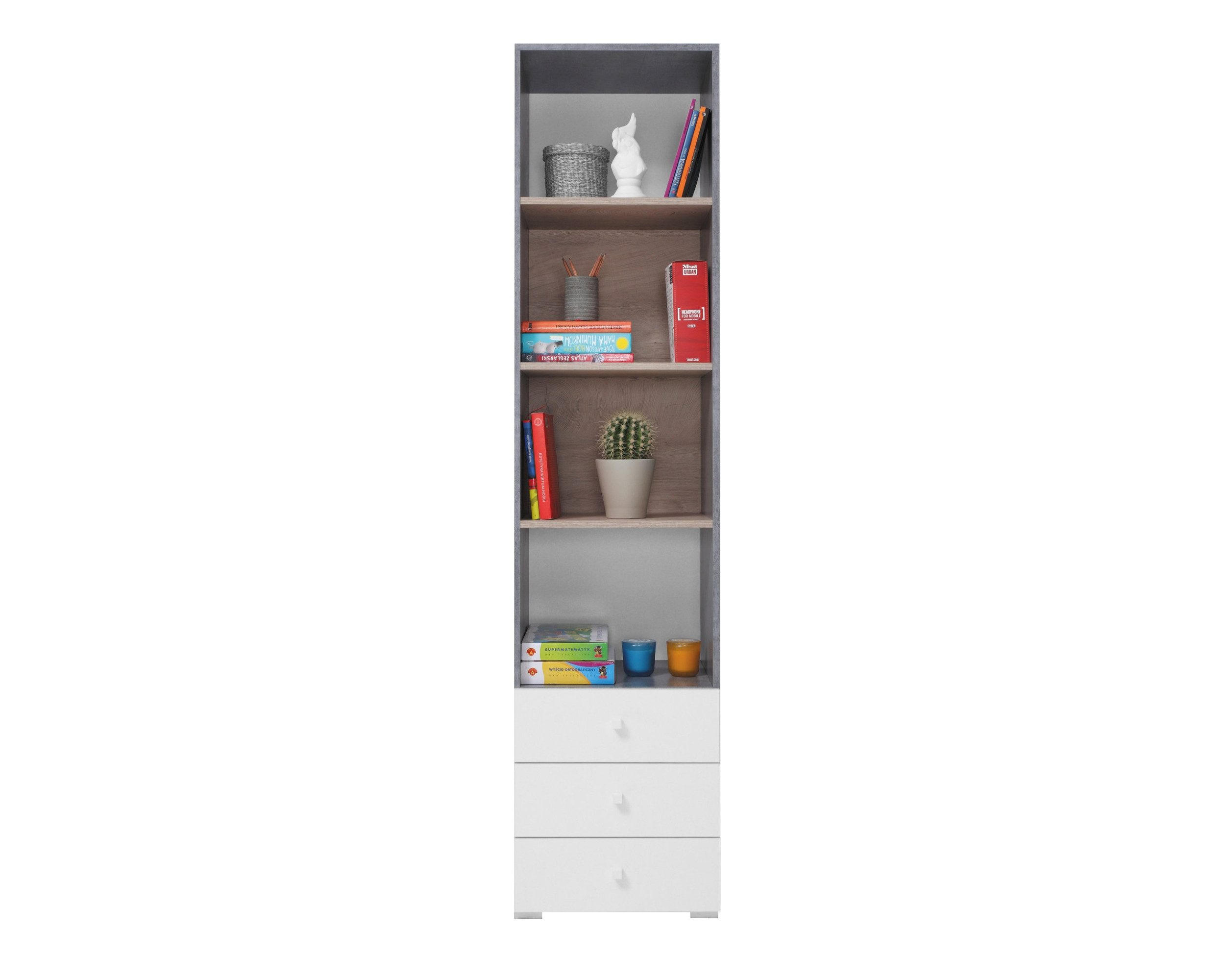 KINDERREGAL SIMON 07 40/45/190 Grau/Weiß/Sonoma Eiche - Weiß/Grau, Holzwerkstoff (45/190/40cm) - Deine Möbel 24