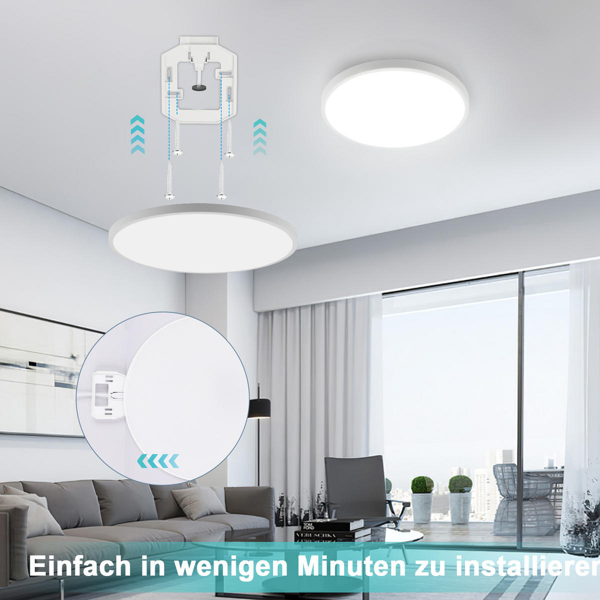 DECKENLEUCHTE CE1713 LED mit Fernbedienung und Sensor - Weiß, Kunststoff (25/23.5/6.5cm) - LOVHAUS