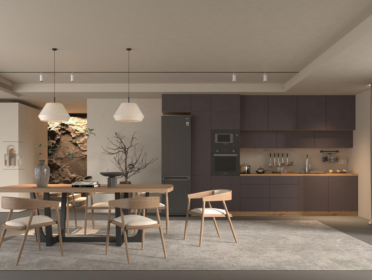 KÜCHENZEILE 400 - Langen KL4-M400 in Grau/Matt - Grau, Holz (400/248/58cm)