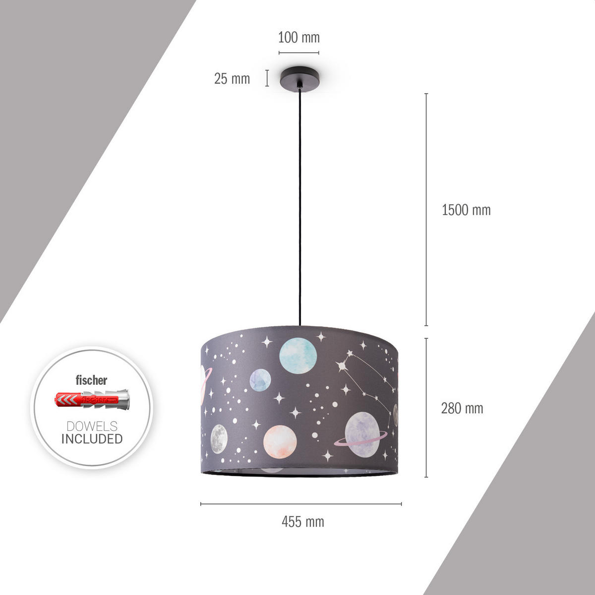 PENDELLEUCHTE Hugo Pd1 Cos 347 - Schwarz, Metall (45.5/45.5/27cm) - Paco Home