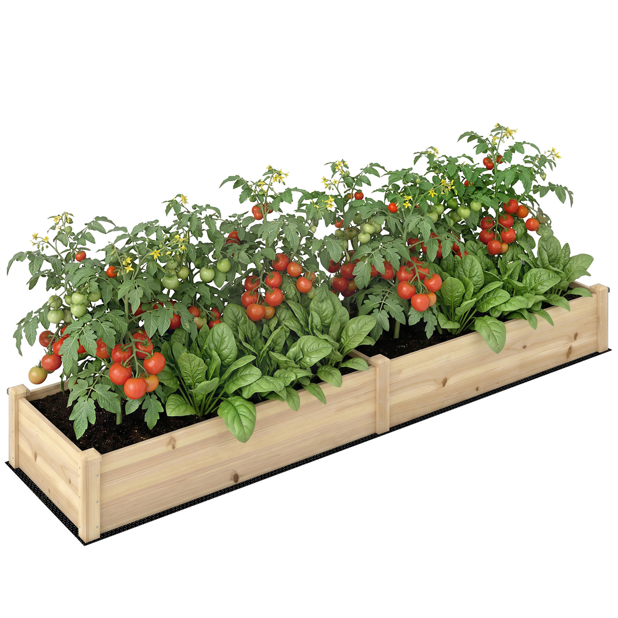 HOCHBEET, Massivholz, 2 Pflanzbereiche, Vliesverkleidung, 244x61,5x27cm, wetterbeständig - Multicolor, Holzwerkstoff (244/27/61.5cm) - FORIOUS