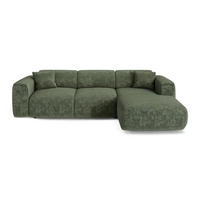 ECKSCHLAFSOFA Geprägter Samt Smaragdgrün 283cm - Smaragdgrün, Textil (283/180cm) - Sia Home