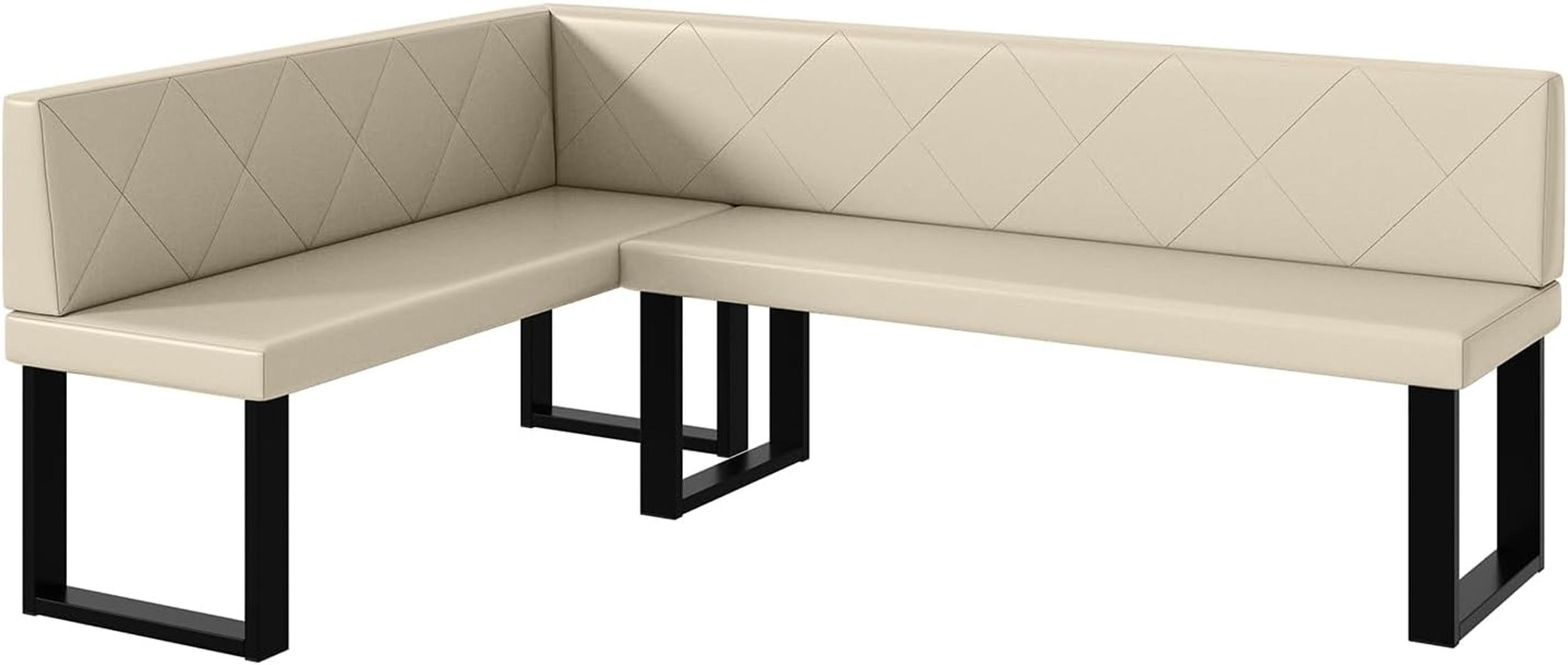 ECKBANK ERIC_U - Creme, Leder (142/196cm) - Meblini