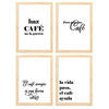 POSTER Set mit 4 Kaffee TypografieStil A4 Rahmen aus hellem Holz - Beige, Papier (29.7/3cm) - Nacnic