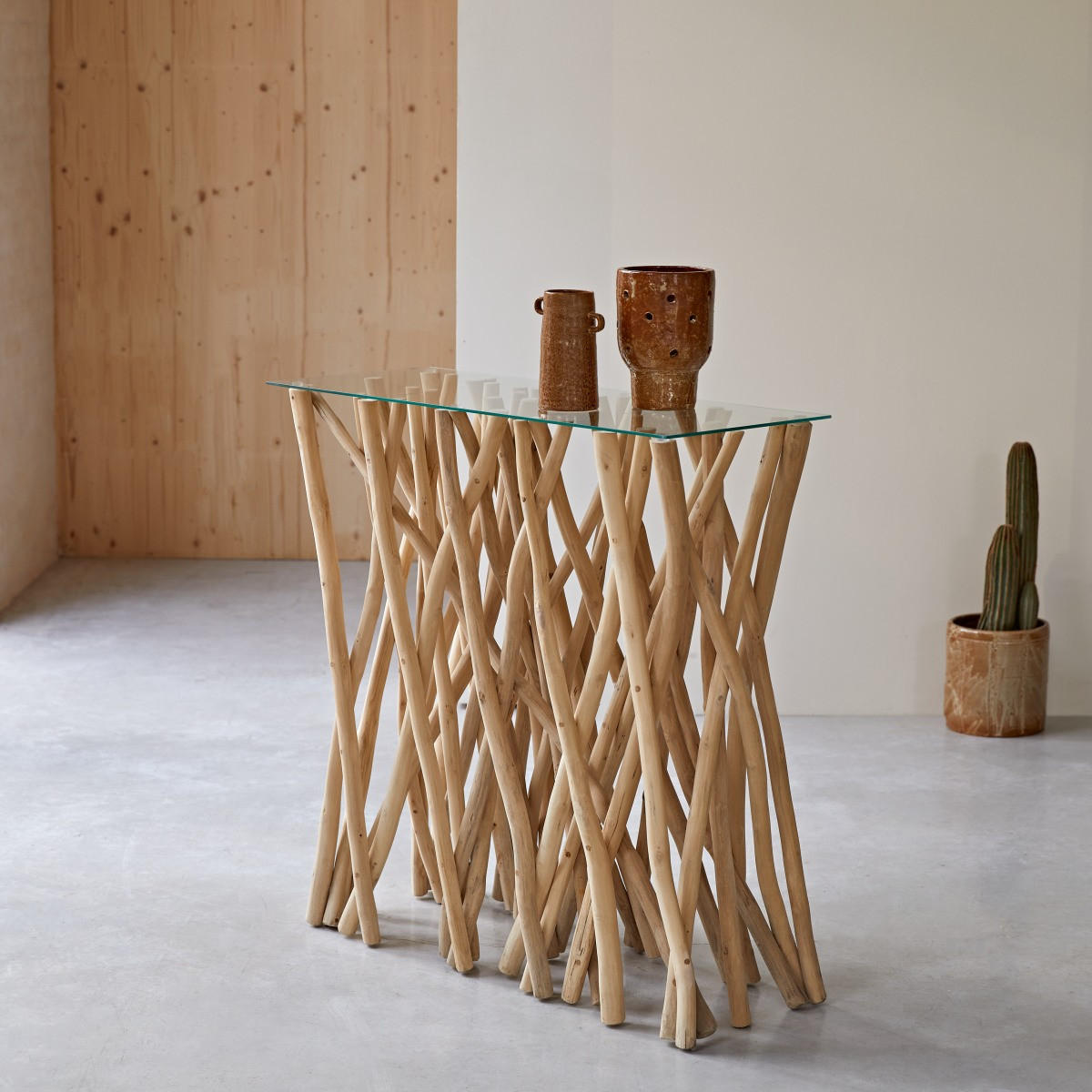 KONSOLENTISCH River Natur aus Teak - Naturfarben, Holz (35/92/90cm) - Tikamoon