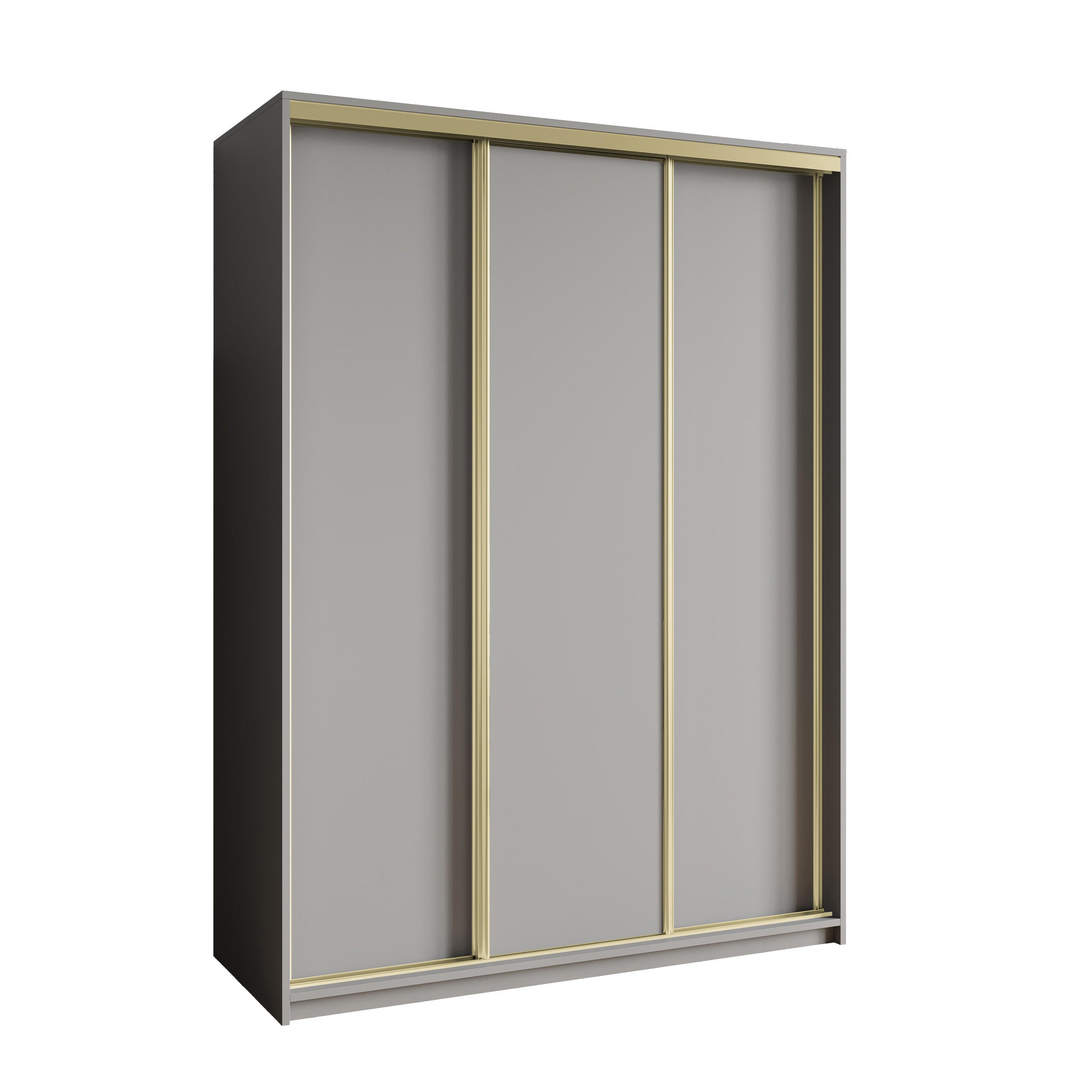 SCHWEBETÜRENSCHRANK NISSE 150/205/60 cm 3-türig Graphitfarben - Graphitfarben, Holzwerkstoff (150/205/60cm) - MASSENO