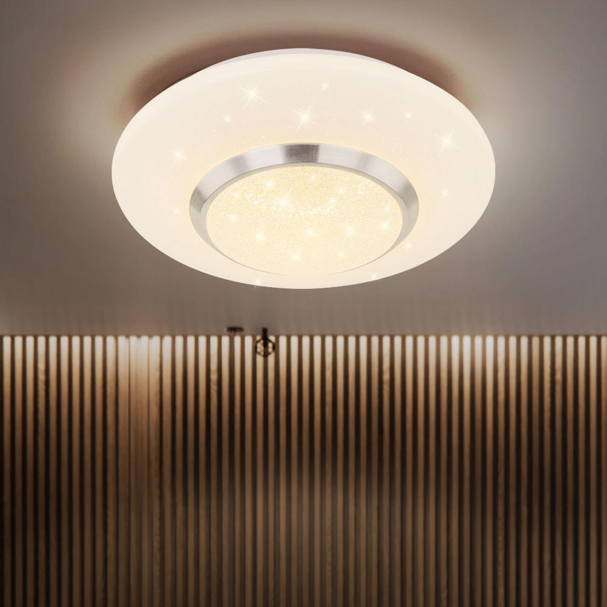 LED DECKENLEUCHTE Candida Metall Nickel-matt Weiß - Weiß, Metall (34/34/8cm) - Globo Lighting