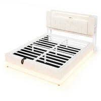 STAURAUMBETT 160/200 cm mit LED und Stauraum, DE-02116, in Beige - Beige, Metall (160/200cm) - ComfortXL