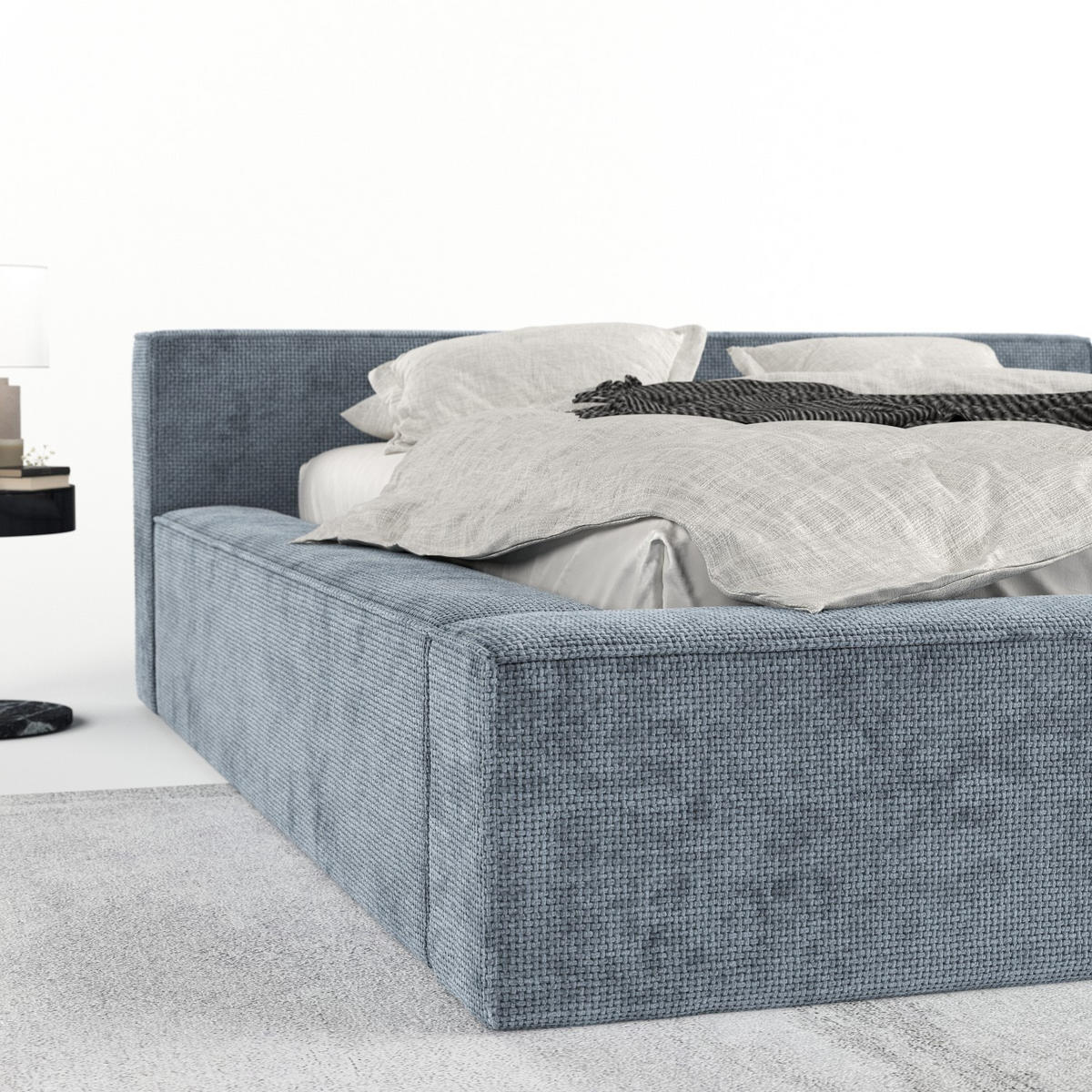 POLSTERBETT Casto mit Stauraum 140/200 cm Hellblau im Bonita Stoff - Schwarz/Naturfarben, Holz/Holzwerkstoff (140/200cm) - AltaBeds