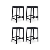 BARHOCKER-SET 4 Stück in Rattan / Eiche Schwarz - Schwarz, Holz/Papier (44/66/37cm) - Furnhouse