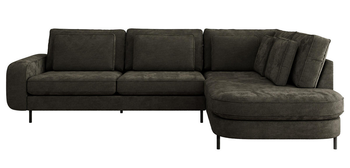 ROHOVÁ SEDAČKA CALENO L - Tmavě šedá Hrubě tkaná žinylka - Levá Strana - černá/tmavě šedá, kov/textil (317/225cm) - MKS
