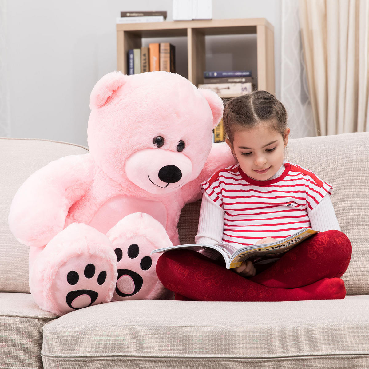 TEDDY Plüschtiere Rosa 92cm - Pink, Textil (30/35cm) - Vercart
