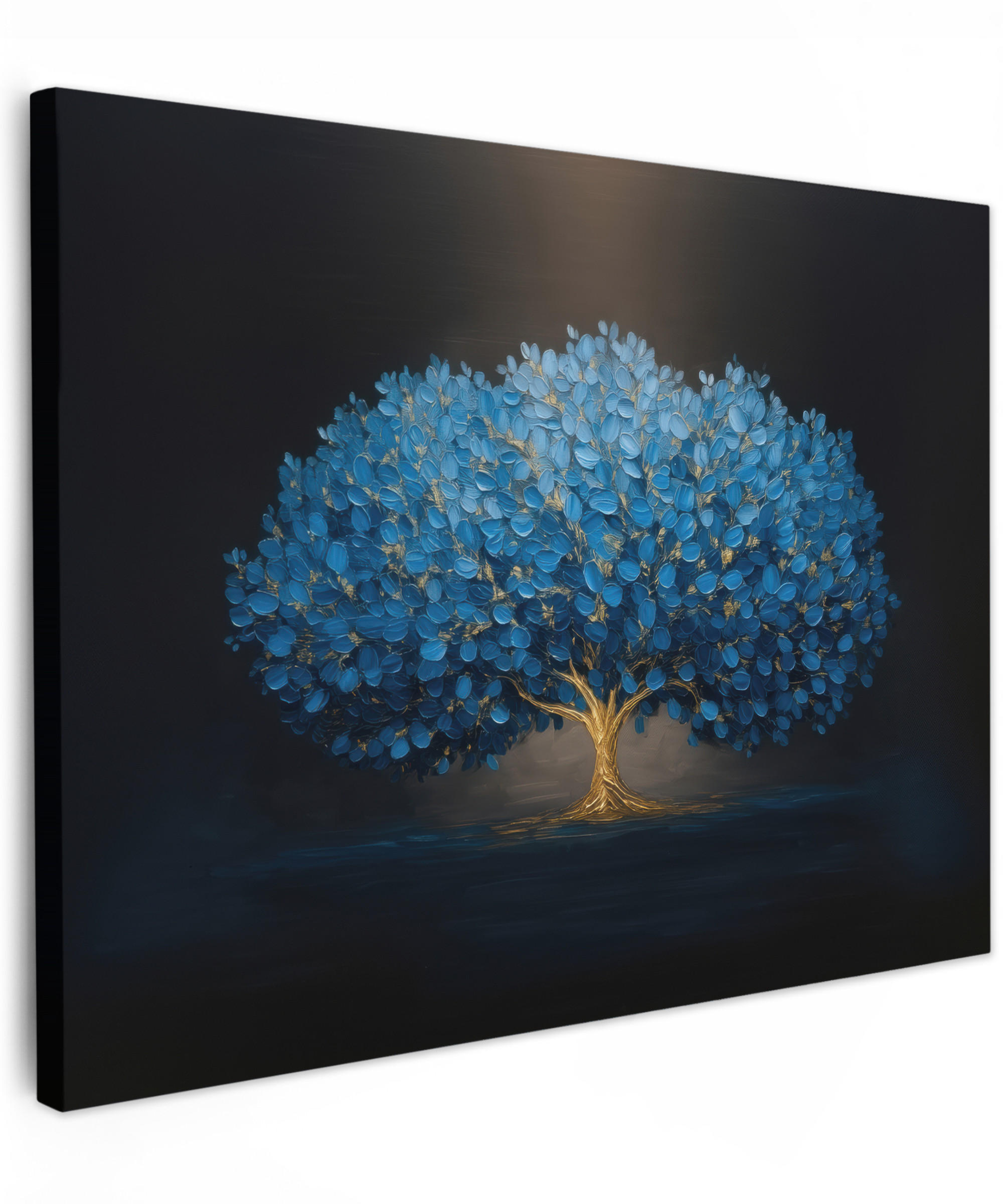MuchoWow OBRAZ NA PLÁTNĚ Strom - modrá - listy - tahy štětcem 40x30 cm