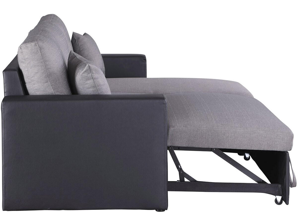 ECKSCHLAFSOFA Alain Grau/Schwarz - Schwarz/Grau, Kunststoff/Textil (221/145cm) - Habitat Garten
