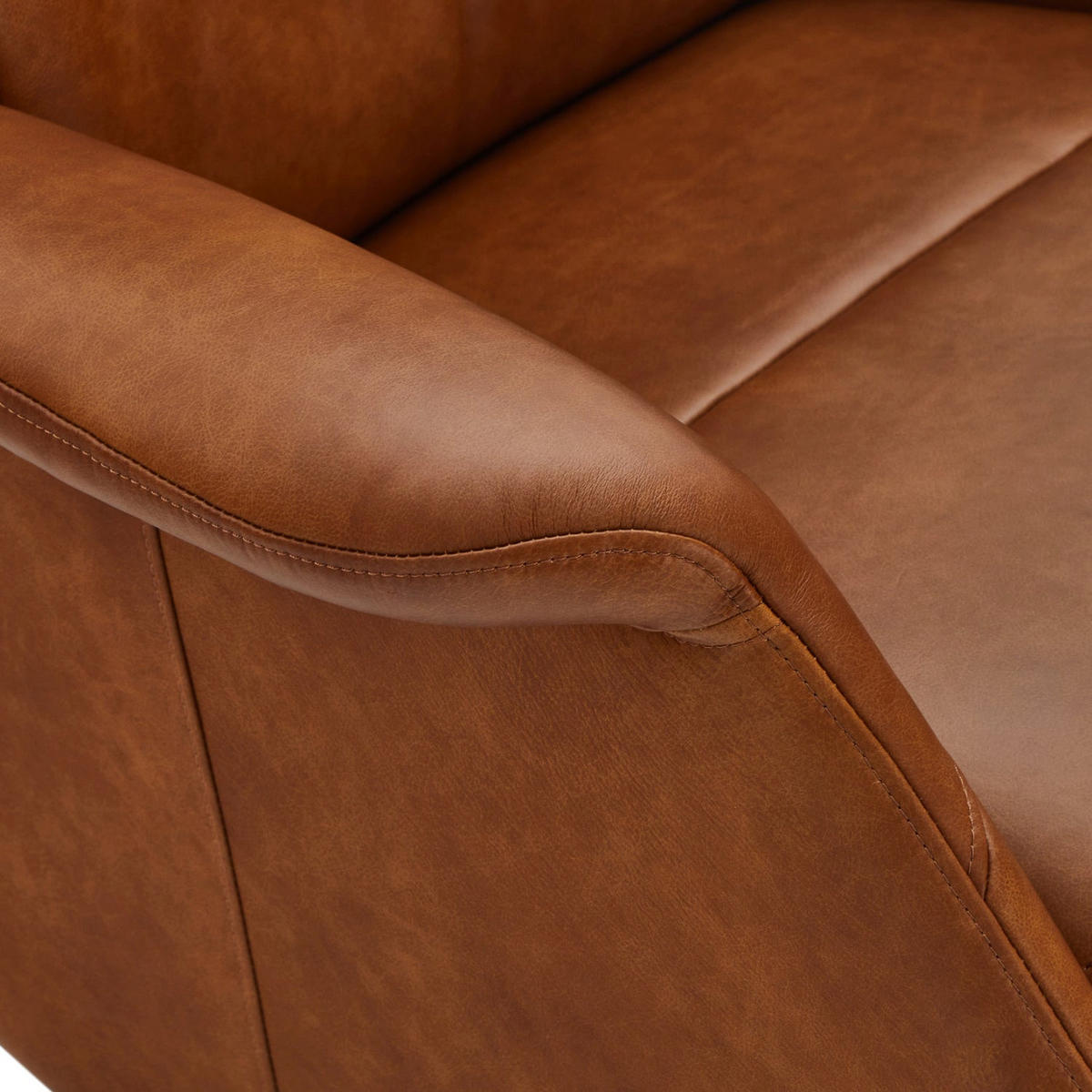 RELAXSESSEL Echtleder Cognac Braun - Schwarz/Braun, Leder/Metall (90/114/79cm) - Furnhouse