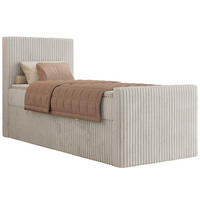 BOXBETT TILIANO DUO 90/200 - Beige Cord - H4 - Topper T25 - Links Seite - Beige, Textil (90/200cm) - MKS