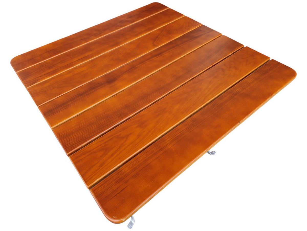 BIERGARTENTISCH BERGTAL 74x80x80cm Klappbar Eschenholz Silber/Braun 2 Peronen - Braun, Holz (80/80/74cm) - CHEFGASTRO
