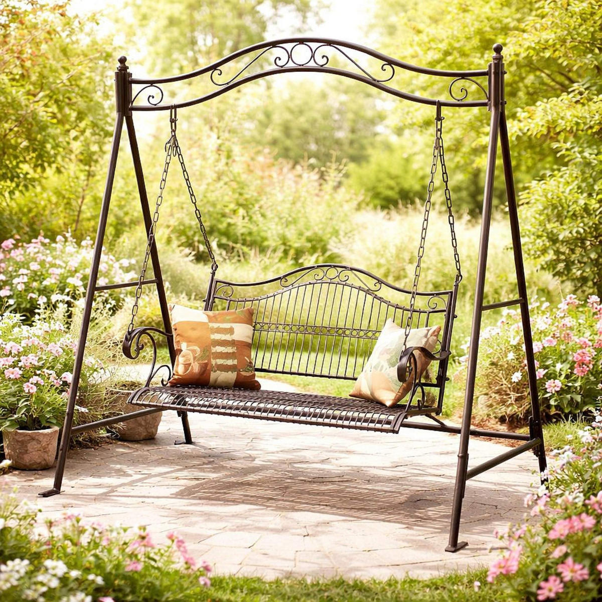HOLLYWOODSCHAUKEL Metall Antik 2 Sitzer - Braun, Metall (157/195/105cm) - DanDiBo