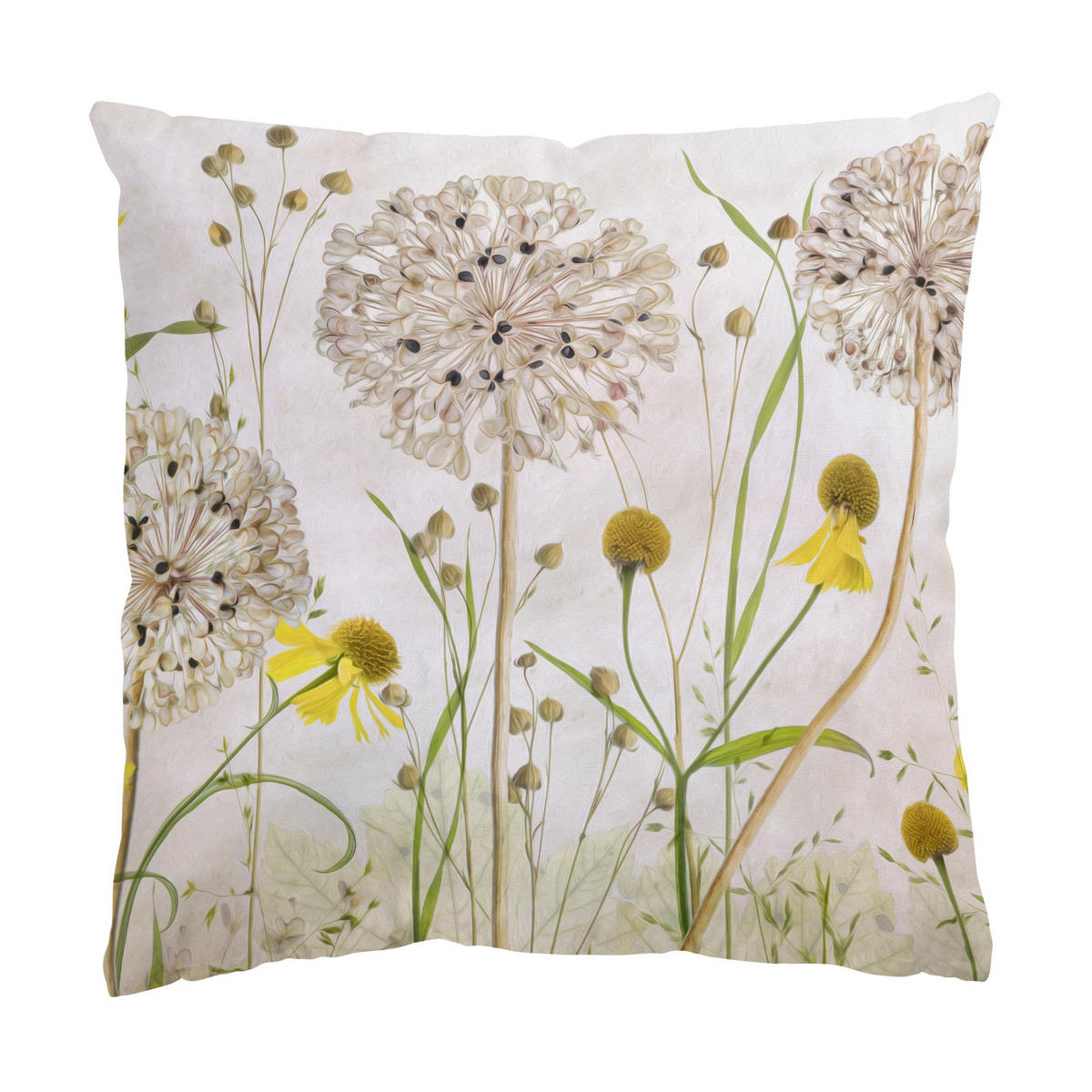KISSENBEZUG Allium und Helenium Illustration 40/40 cm - Eichefarben, Textil (40/40cm) - Bilderwelten