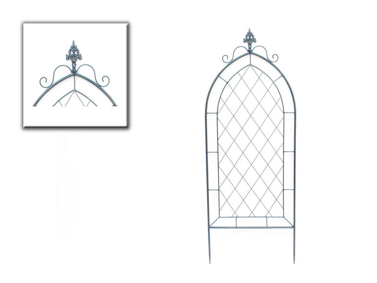DANDIBO Rankhilfe Metall Rankgitter 120 cm Grau 96193 Kletterhilfe Bodenstecker Blumenhalter Ranksäule - Grau, Metall (45/122.5/1.5cm) - DanDiBo