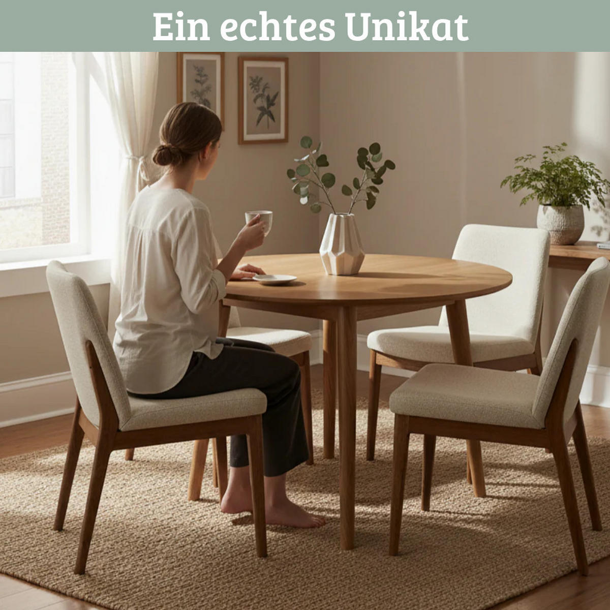 ESSTISCH rund Holz EGGI 115 cm Eichenholz Massiv Braun - Braun, Holz (115/115/76cm) - DELUKE