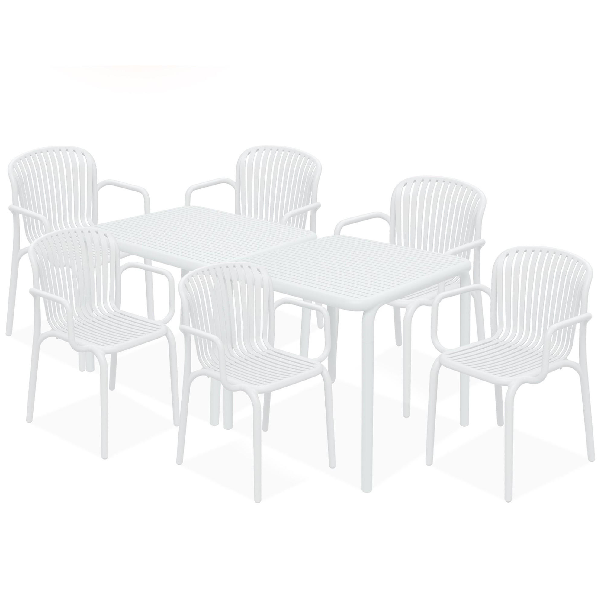 GARTEN ESSGRUPPE FICCARI, Gartenmöbel-Set 8-tlg, Weiß - Weiß, Kunststoff - KONSIMO®