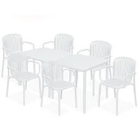 GARTEN ESSGRUPPE FICCARI, Gartenmöbel-Set 8-tlg, Weiß - Weiß, Kunststoff - KONSIMO®