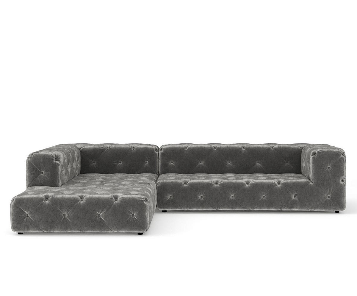 ECKSOFA Cosimo Grau Chenille - Schwarz/Grau, Holz/Holzwerkstoff (325/228cm) - Maison de Reve