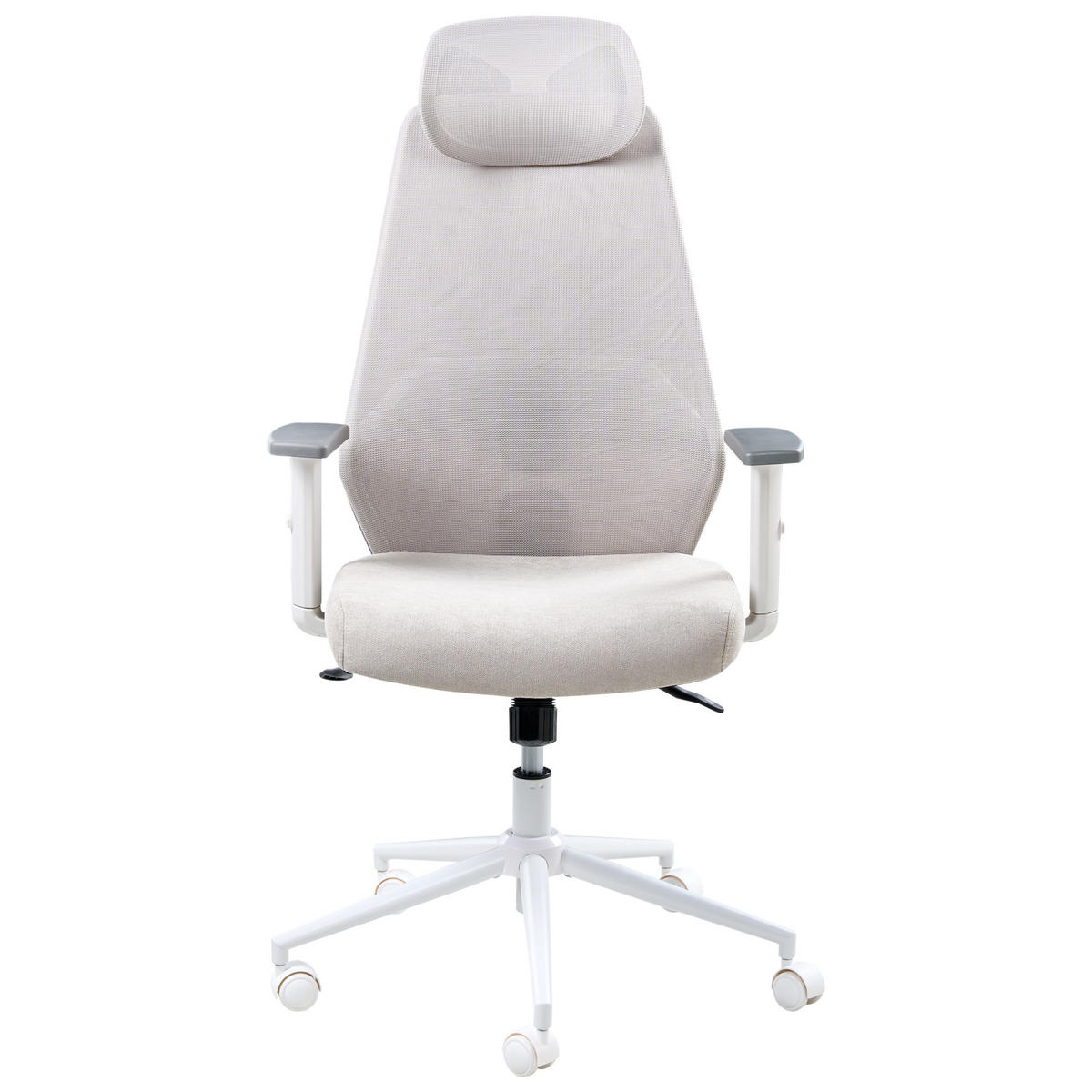 BÜROSTUHL Hellgrau Oryn - Hellgrau/Weiß, Textil/Metall (71/115/65cm) - Beliani